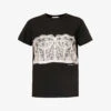 Alexander McQueen Lace-print Cotton-jersey T-shirt -Closet By She R03980604 BLACKSHELL M