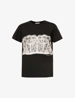 Alexander McQueen Lace-print Cotton-jersey T-shirt