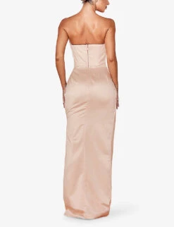 Adrienne Slim-fit Satin Maxi Dress -Closet By She R03982529 BLUSH ALT03