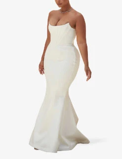 Ines Flared Satin Wedding Dress 9 Ines Flared Satin Wedding Dress -Closet By She R03983460 IVORY ALT02
