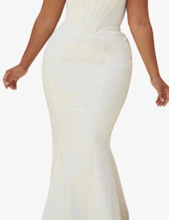 Ines Flared Satin Wedding Dress 11 Ines Flared Satin Wedding Dress -Closet By She R03983460 IVORY ALT04