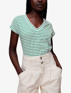 Whistles Willa Striped Cotton T-shirt -Closet By She R03991101 MULTICOLOURED ALT02