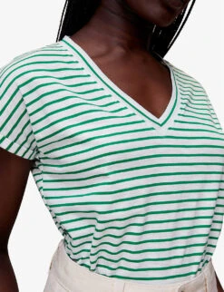 Whistles Willa Striped Cotton T-shirt -Closet By She R03991101 MULTICOLOURED ALT04