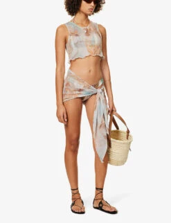 Graphic-print Scalloped-hem Woven Top 8 Graphic-print Scalloped-hem Woven Top -Closet By She R03994087 BABYBLUE ALT01