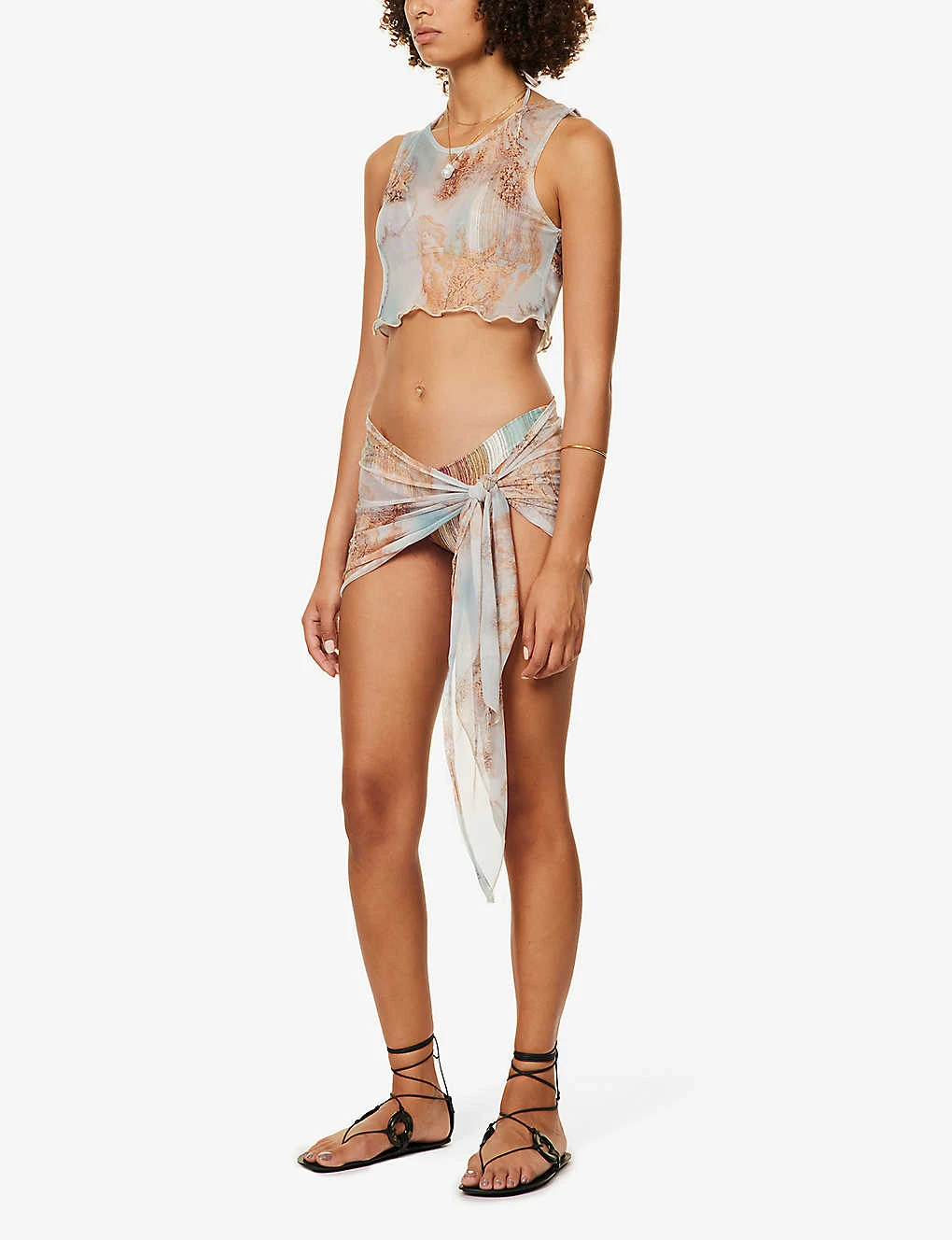 Graphic-print Scalloped-hem Woven Top 5 Graphic-print Scalloped-hem Woven Top - Image 3