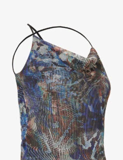 Cowl-neck Animal-pattern Mesh Maxi Dress -Closet By She R03994100 BLUESNAKE ALT02