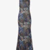 Cowl-neck Animal-pattern Mesh Maxi Dress -Closet By She R03994100 BLUESNAKE M