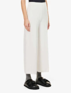 Joseph Pleated Wide-leg High-rise Wool-blend Trousers -Closet By She R03996157 IVORY ALT02