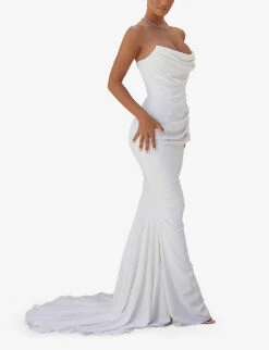 Esmee Flared Satin Wedding Dress 9 Esmee Flared Satin Wedding Dress -Closet By She R03998256 IVORY ALT02
