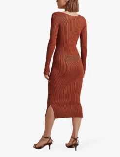 By Malina Tulip Ribbed Knitted Midi Dress -Closet By She R04005513 MOCHA ALT02