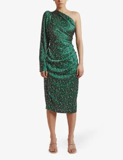 By Malina Anne Leopard-print Satin Midi Dress -Closet By She R04005544 GREENLEO ALT01