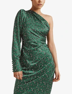 By Malina Anne Leopard-print Satin Midi Dress -Closet By She R04005544 GREENLEO ALT02