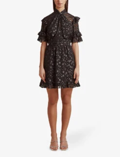 By Malina Cora Metallic Polka-dot Woven Mini Dress -Closet By She R04005546 BLACKMETALLIC ALT01