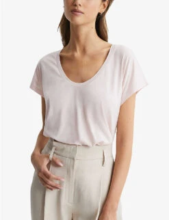 Reiss Caia Relaxed-fit Cotton-blend T-shirt -Closet By She R04006626 LIGHTPINK ALT02