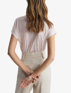 Reiss Caia Relaxed-fit Cotton-blend T-shirt -Closet By She R04006626 LIGHTPINK ALT03