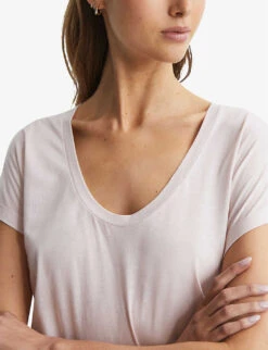 Reiss Caia Relaxed-fit Cotton-blend T-shirt -Closet By She R04006626 LIGHTPINK ALT04