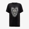 AllSaints Levine Graphic-print Organic Cotton-jersey T-shirt -Closet By She R04009277 BLACK M