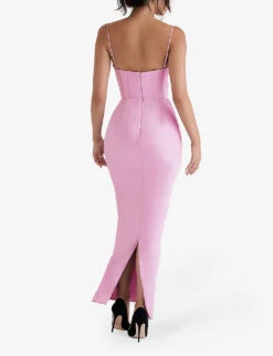 Charmaine Corset Satin Maxi Dress -Closet By She R04011195 PINK ALT03
