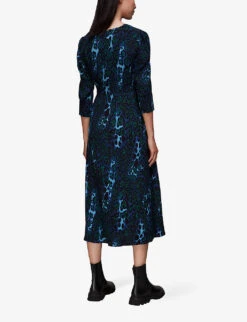 Whistles Night Cat Animal-print Woven Midi Dress -Closet By She R04057552 MULTICOLOURED ALT03