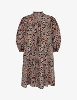 Glossy All-over Pattern Organic-cotton Mini Dress