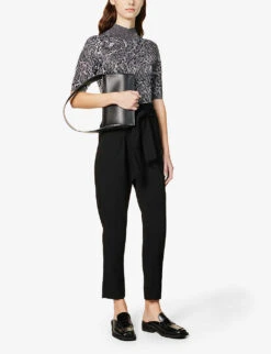 Ikks Belted Straight-leg High-rise Crepe Trousers -Closet By She R04063135 BLACK ALT01