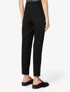Ikks Belted Straight-leg High-rise Crepe Trousers -Closet By She R04063135 BLACK ALT03
