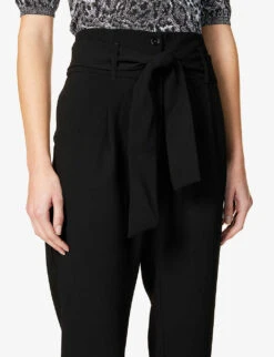 Ikks Belted Straight-leg High-rise Crepe Trousers -Closet By She R04063135 BLACK ALT04
