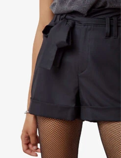 Ikks Belted High-waisted Stretch-woven Shorts -Closet By She R04063189 BLACK ALT04