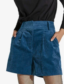 Ikks High-rise Stretch-corduroy Shorts -Closet By She R04063192 ROYALBLUE ALT02