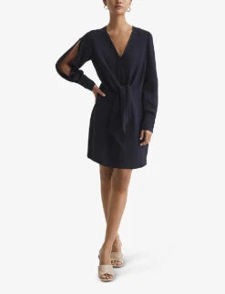 Reiss Diana Draped Woven Mini Dress -Closet By She R04068079 NAVY ALT01