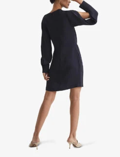 Reiss Diana Draped Woven Mini Dress -Closet By She R04068079 NAVY ALT03