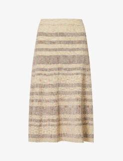 Simona Space-dye Cotton-blend Knitted Midi Skirt