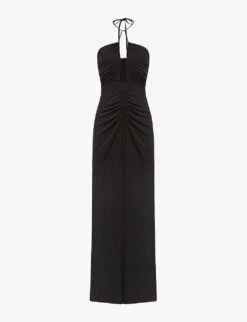 Reiss Lana Plunge Halter-neck Woven Maxi Dress