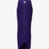 ALAIA Ribbed-pattern Ruched Velvet Midi Skirt -Closet By She R04076336 ULTRAVIOLET M