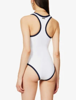 Bondi Beach Contrast-trim Swimsuit -Closet By She R04077235 WHITENAVY ALT03