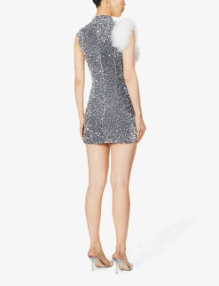 Faux-fur Recycled-polyester Mini Dress -Closet By She R04078092 SILVER ALT03