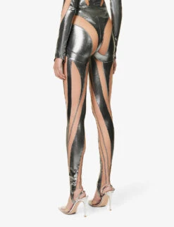 Mugler Mesh-panel Slim-fit High-rise Stretch-woven Leggings -Closet By She R04078202 CHROMENUDE01 ALT03