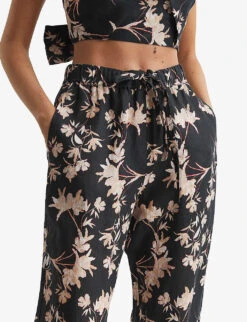 Reiss Leo Floral-print Wide-leg Linen Trousers -Closet By She R04080305 BLACKPRINT ALT04