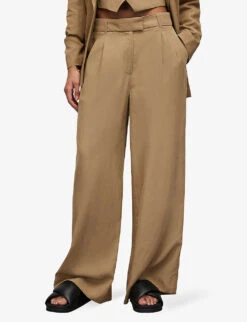 AllSaints Deri Lyn Wide-leg Mid-rise Woven Trousers -Closet By She R04080475 LIGHTKHAKIBR ALT02