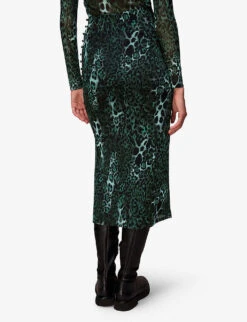 Whistles Night Cat Animal-print Stretch-mesh Midi Skirt -Closet By She R04082101 MULTICOLOURED ALT03