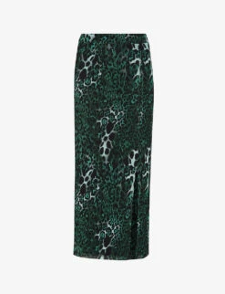 Whistles Night Cat Animal-print Stretch-mesh Midi Skirt