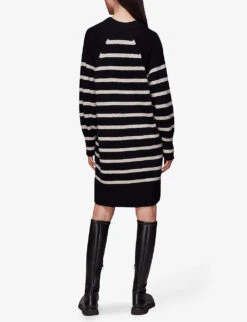 Whistles Stripe Relaxed-fit Knitted Mini Dress -Closet By She R04082107 BLACK ALT03