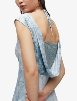 AllSaints Karlina Estrella Floral-print Woven Maxi Dress -Closet By She R04082734 DUSTYBLUE ALT04