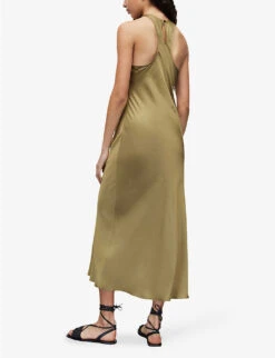 AllSaints Betina Racerback Satin Maxi Dress -Closet By She R04082737 PALEOLIVEGRE ALT03