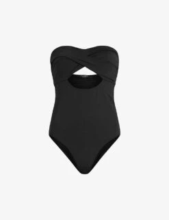 AllSaints Tatum Cut-out Strapless Stretch-woven Swimsuit
