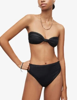 AllSaints Emma Knot High-rise Bikini Bottoms 9 AllSaints Emma Knot High-rise Bikini Bottoms -Closet By She R04085162 LIQUIDBLACK ALT02