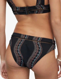 AllSaints Gorah Geometric-print Stretch Recycled-nylon Bikini Bottoms -Closet By She R04085164 BLACKMULTI ALT03