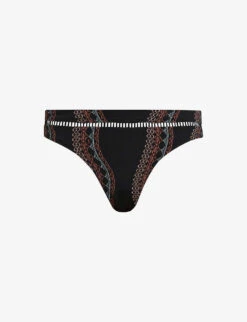 AllSaints Gorah Geometric-print Stretch Recycled-nylon Bikini Bottoms