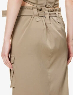 Suki Flap-pocket Slim-fit Stretch-woven Skirt -Closet By She R04086817 SAGE ALT04
