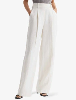 Reiss Arleth Pinstriped Lyocell-blend Trousers -Closet By She R04086991 WHITE ALT02